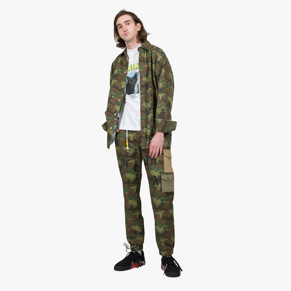 Palm Angels Mens Camouflage Loose Shirt