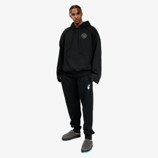 Juun.J Mens Leather Patch Hoody in Black
