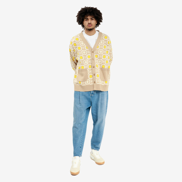 Drôle de Monsieur Mens Geometric Cardigan in Beige