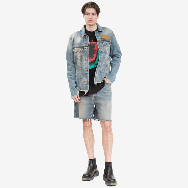Palm Angels Mens Curved Regular 5 Pocket Shorts in Light Blue