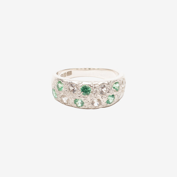 Bleue Burnham Mini Riviera Green/Clear Ring in Sterling Silver