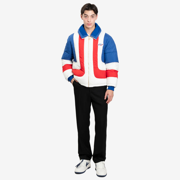 Mens Casablanca Coat Curve Panel Puffer Jacket in White