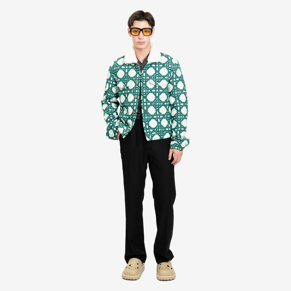 Mens Casablanca Le Monogramme D'Osier Shearling Denim Jacket