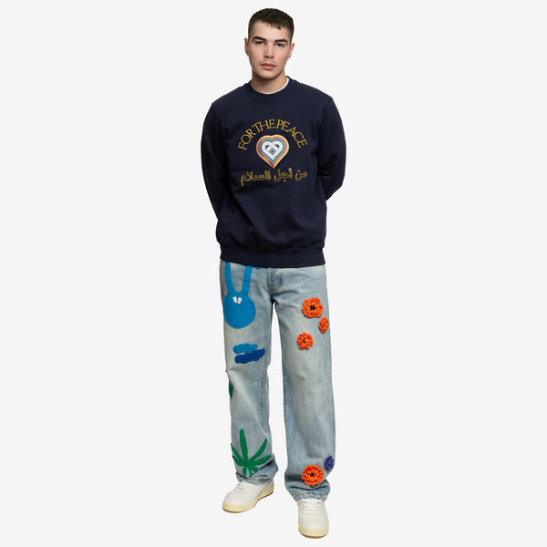 Men Casablanca Sweater For the Peace Sweatshirt in Navy
