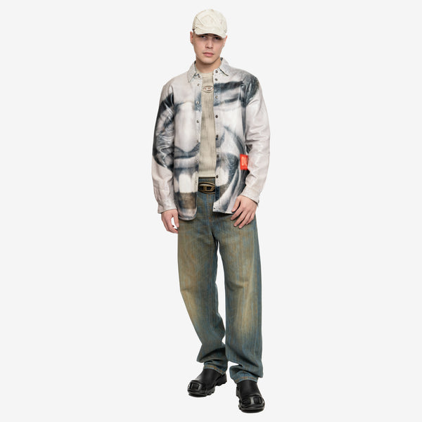 DIESEL Brand Mens Smily Faces Overshirt in Grey