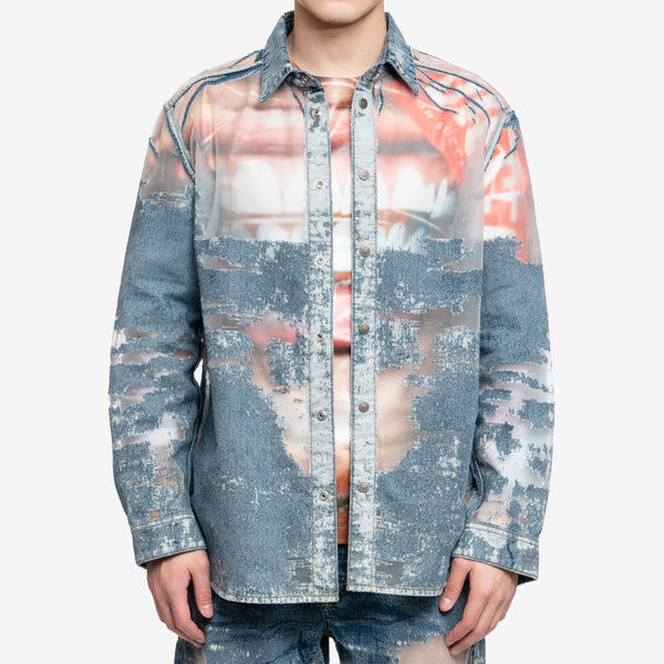 DIESEL Brand Mens Devore Overshirt in Blue