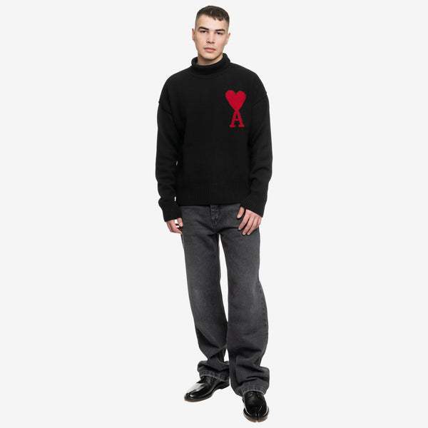 AMI Paris - Ami de Coeur Turtleneck Sweater in Black