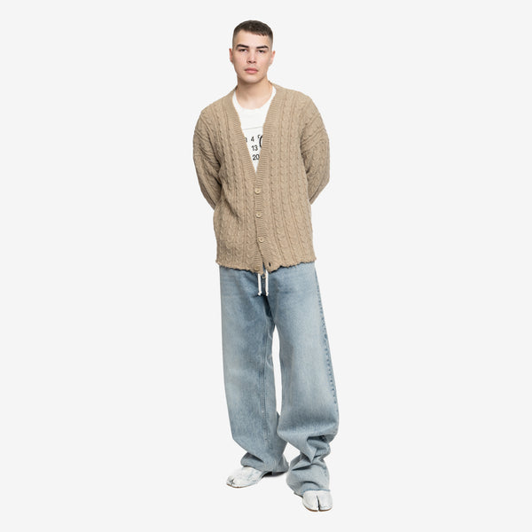 Maison Margiela MM6 Unisex Cable Knit Cardigan in Beige