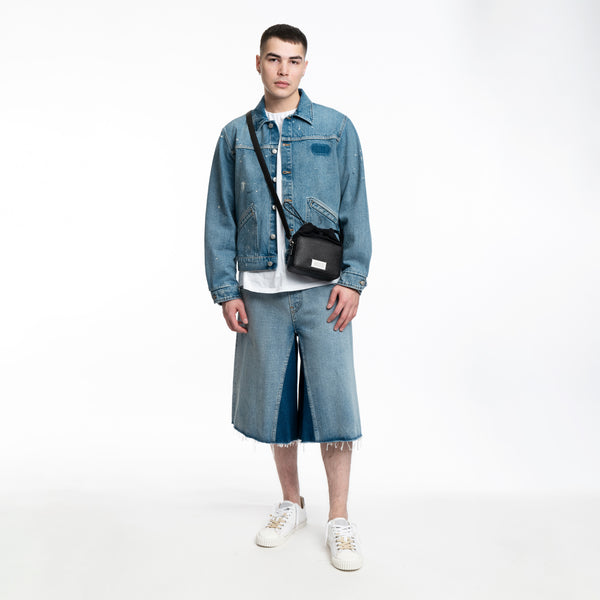 MM6 - Raw Dyed Denim Shorts in Light Blue