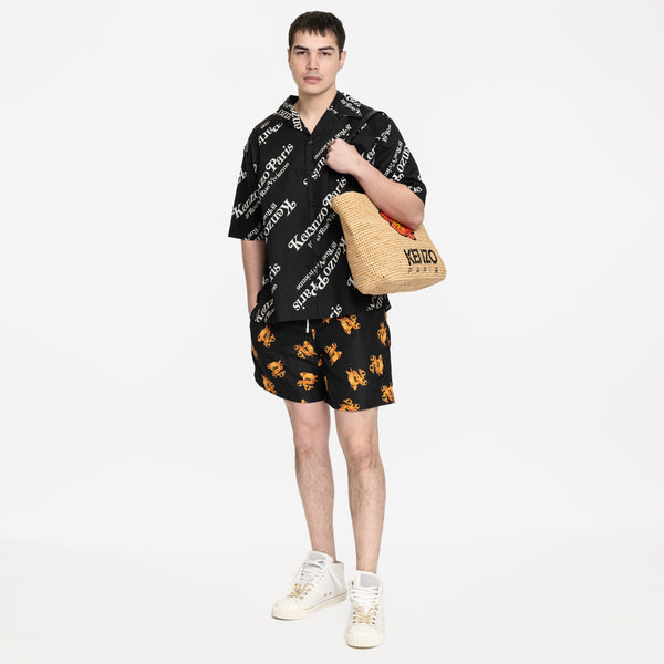 KENZO Unisex Large Straw Tote Bag in Beige