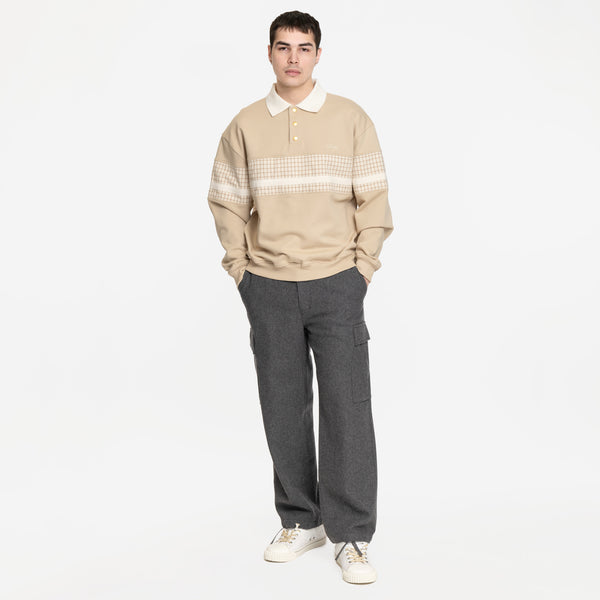 Drôle de Monsieur Mens Le Polo a Bandes in Taupe