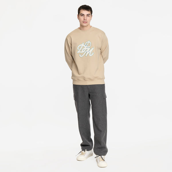 KENZO Mens Cargo Workwear Wool Pants in Stone Grey