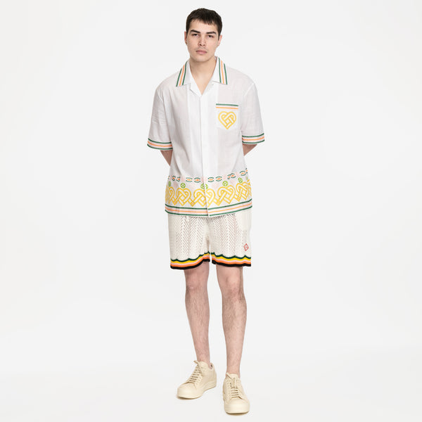 Men Casablanca Broderie Anglaise SS Shirt in White