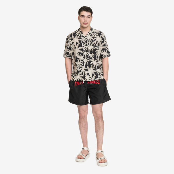 Palm Angels Mens Palms All Over SS Shirt in Black