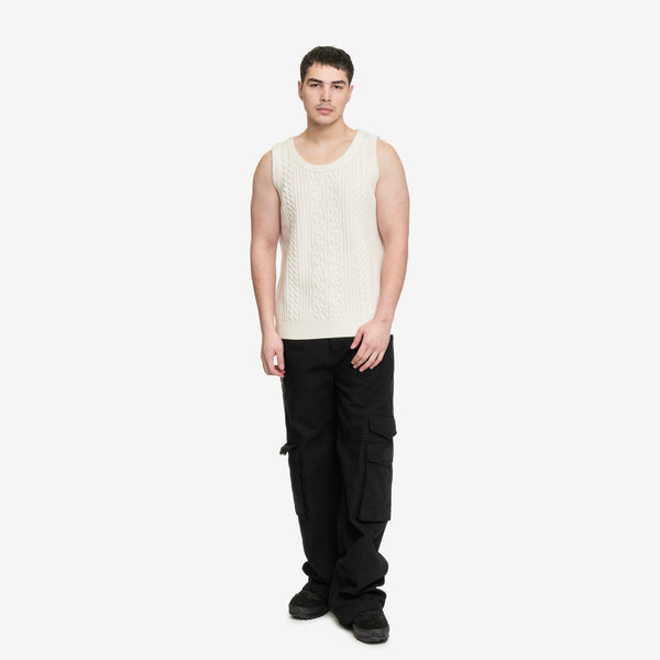 Drôle de Monsieur Mens Le Débardeur Torsade in Cream