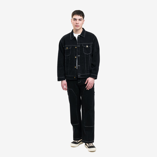 Mens KidSuper Coat - Messy Stitched Work Jacket in Black