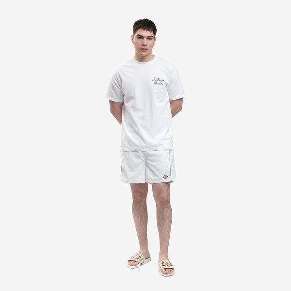 Men Casablanca Shorts Nylon Laser Cut Track Shorts in White