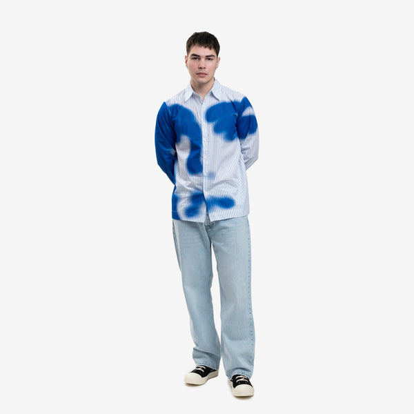 Mens KidSuper Stripe Blurry Face Shirt in White