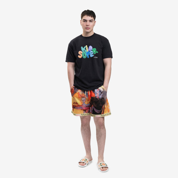 Mens KidSuper Printed Shorts in Yellow