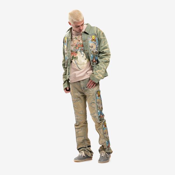 Men Who Decides War Jeans Unfurled Denim Pants in Blue