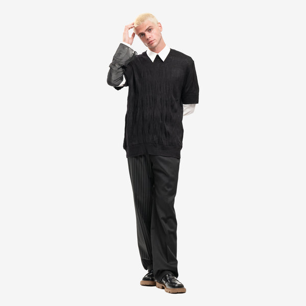 Mens Helmut Lang Crush Knit T-Shirt in Black