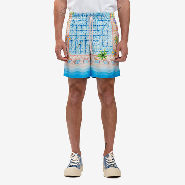 Mens Casablanca Le Plongeon Silk Shorts in Black