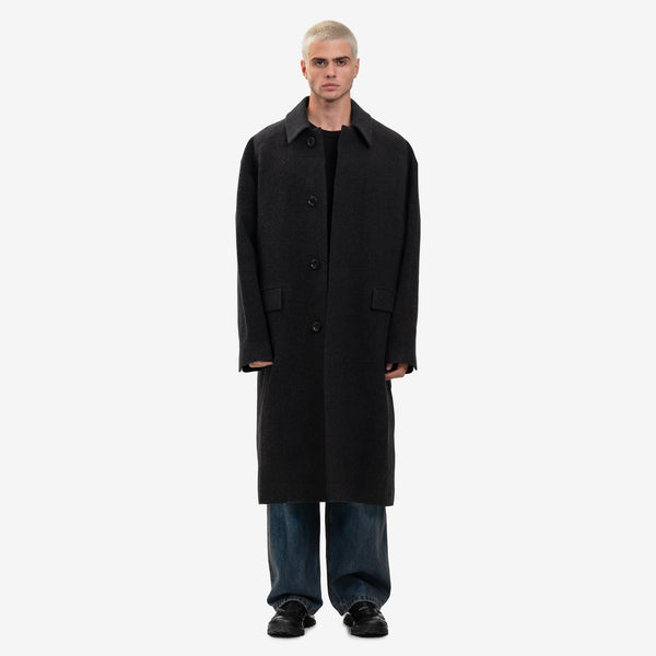 Juun.J Mens Herringbone Balmacaan Coat in Ash