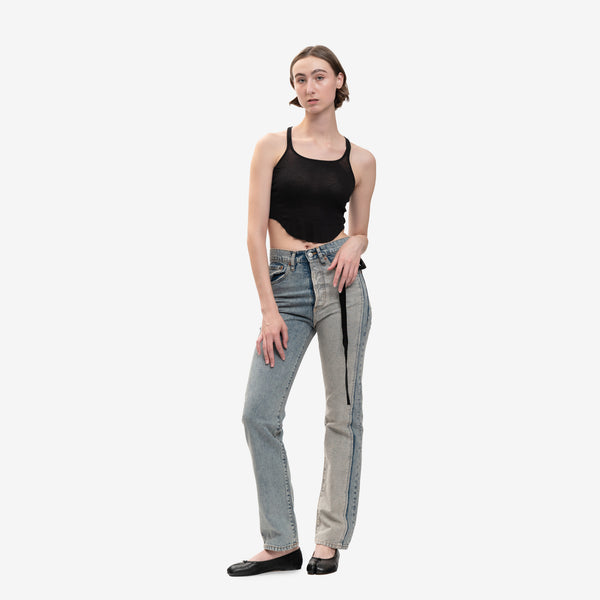 Maison Margiela MM6 Unisex Two Tone Wash Jeans in Light Blue