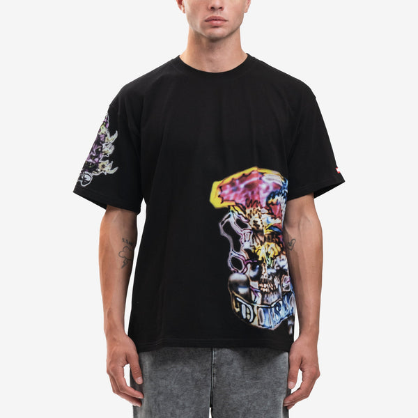 Mens DIESEL Clothing Brand T-Shirt Spray Tattoo Tee in Black