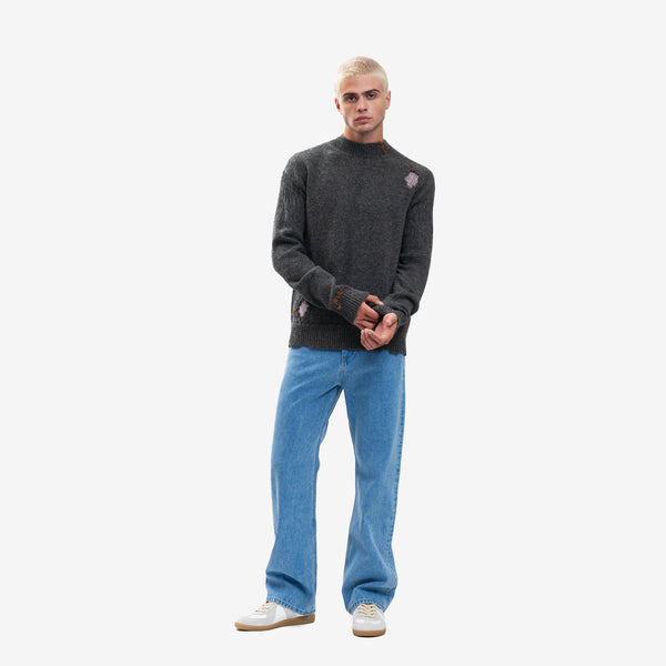 Mens MARNI Sweater Shetland Mending Sweater in Granite