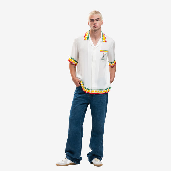 Casablanca Silk Shirt for Men Leaning Column in White