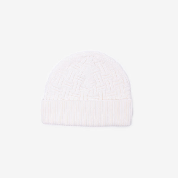 Mens Casablanca Beanie Column Stitch Toque in White