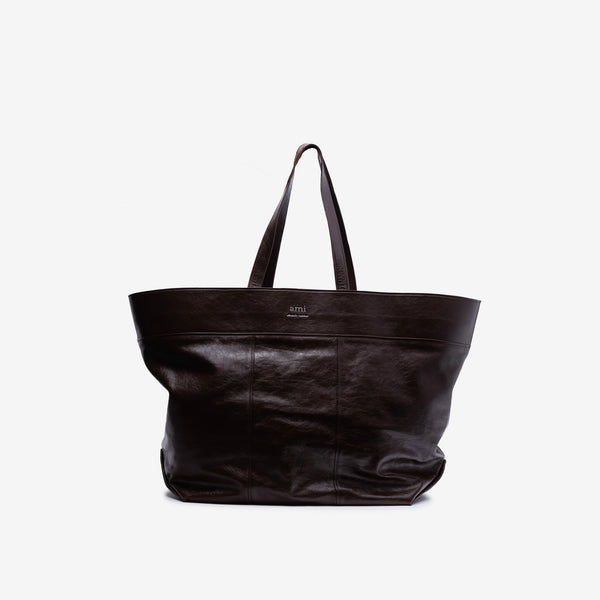 AMI Paris Brand Bag East West Maxi Shopper Tote in Chocolate