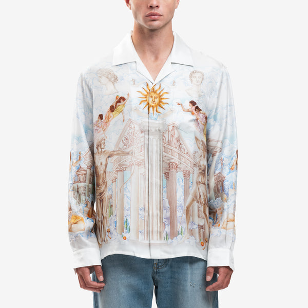 Casablanca Silk Shirt for Men Le Temple du Savoir in White