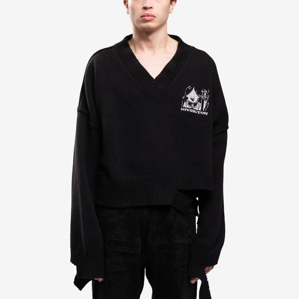 RRR123 Mens Rivington Roi Rebis Black Penta Cropped Sweater