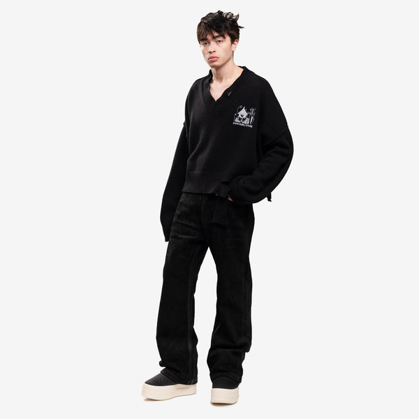 RRR123 Mens Rivington Roi Rebis Black Penta Cropped Sweater