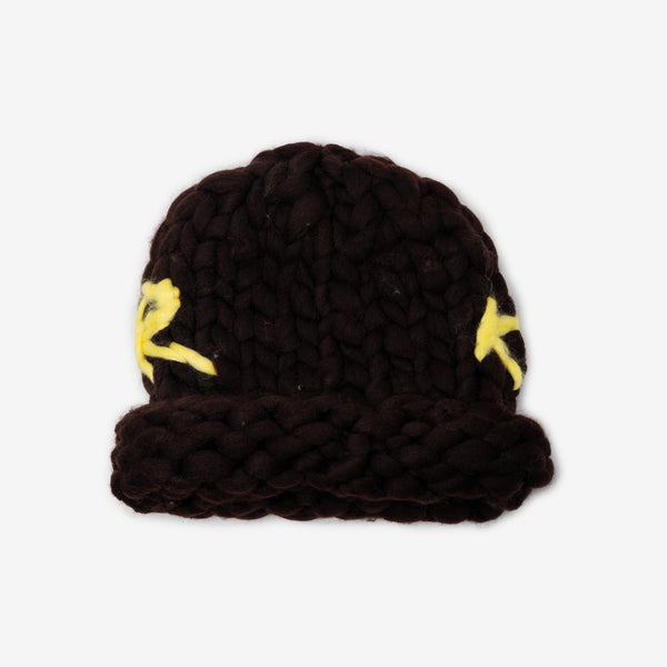Unisex Kidsuper Hand Knit Chunky Beanie in Brown