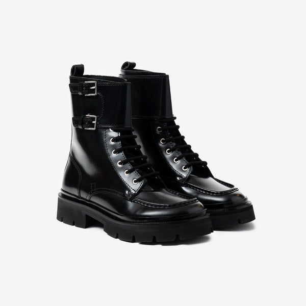 AMI Paris Brand Mens Monk Double Strap Boots in Black