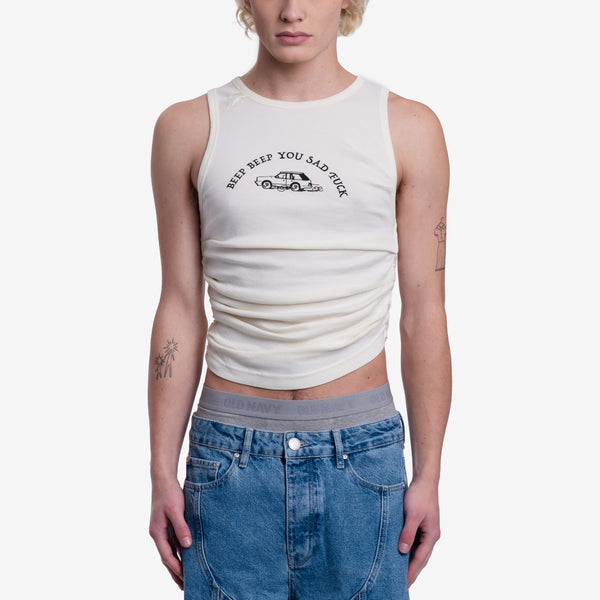 AIG Achilles Ion Gabriel Unisex Beige Unisex Tie Wrinkle Tank Top
