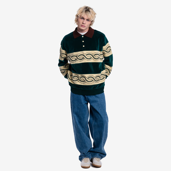 Mens Drôle de Monsieur - Le Polo Sweat Tresse in Dark Green