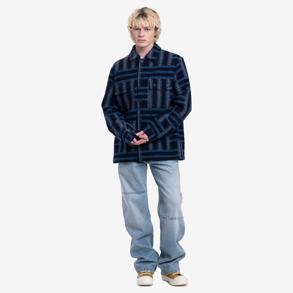 KENZO Men Weave Overshirt in Midnight Blue