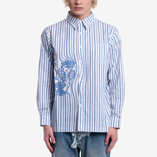 Kidsuper Mens Stripe Face Shirt in White