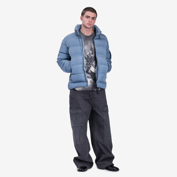 Mens C.P. Company Chrome-R Down Jacket in Flint Stone