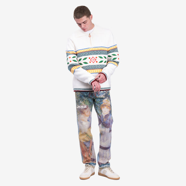 Mens Casablanca Lauriel Olympique Polo Sweater in White