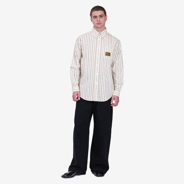 Mens Drôle de Monsieur La Chemise Fleurs Tressees in Ecru