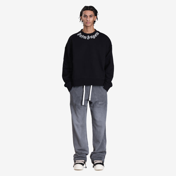 Mens Palm Angels Neck Logo Sweatshirt in Black