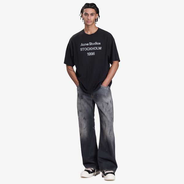 Unisex Acne Studios Logo Stamp T-Shirt in Faded Black