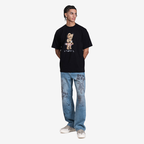Mens Dom Rebel Snap Shot Vintage T-Shirt in Black