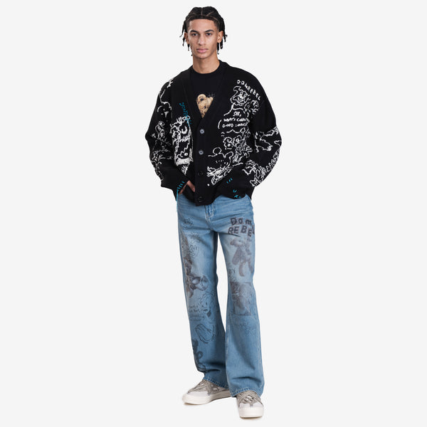 Unisex Dom Rebel Utopia Cardigan in Black