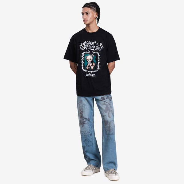 Mens Dom Rebel Collar Bear T-Shirt in Black